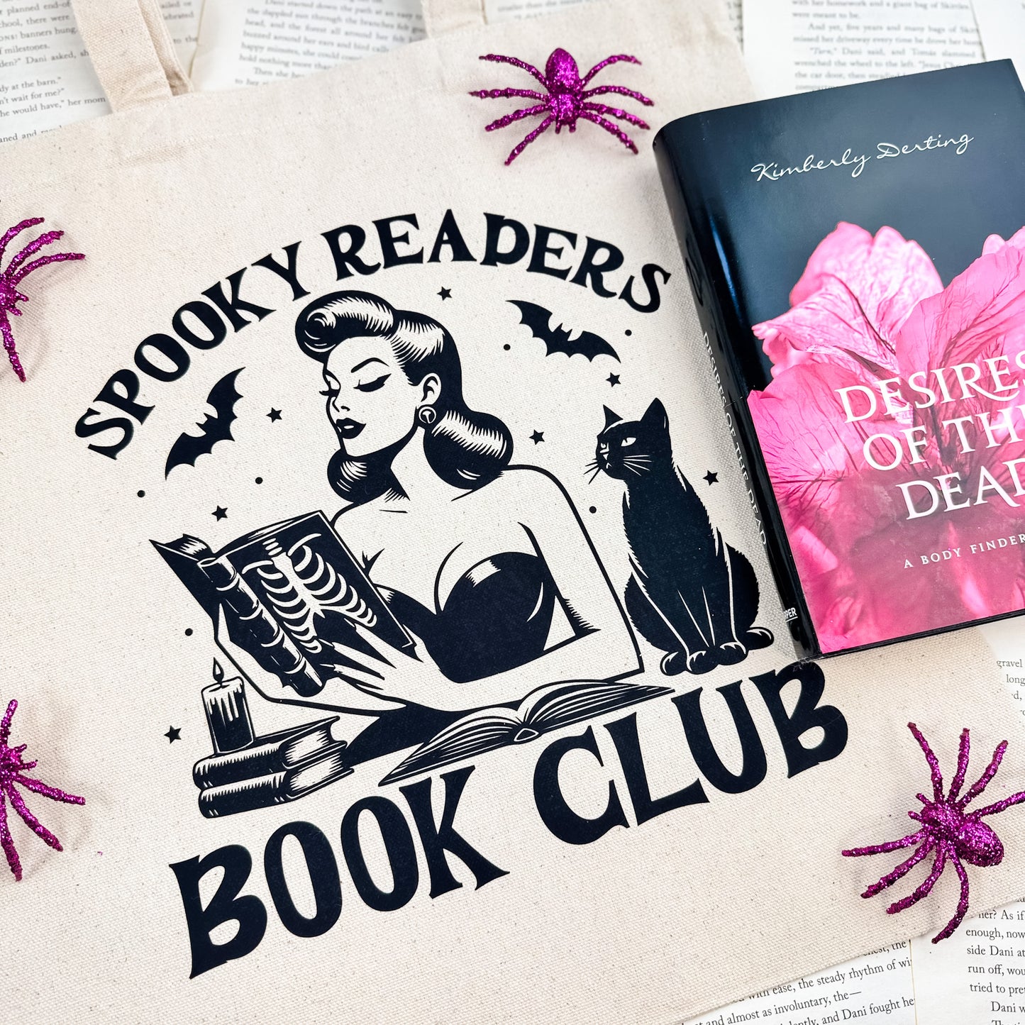 Spooky Readers Book Club Canvas Tote Bag | Eco-Friendly Halloween Bookish Accessory for Book Lovers