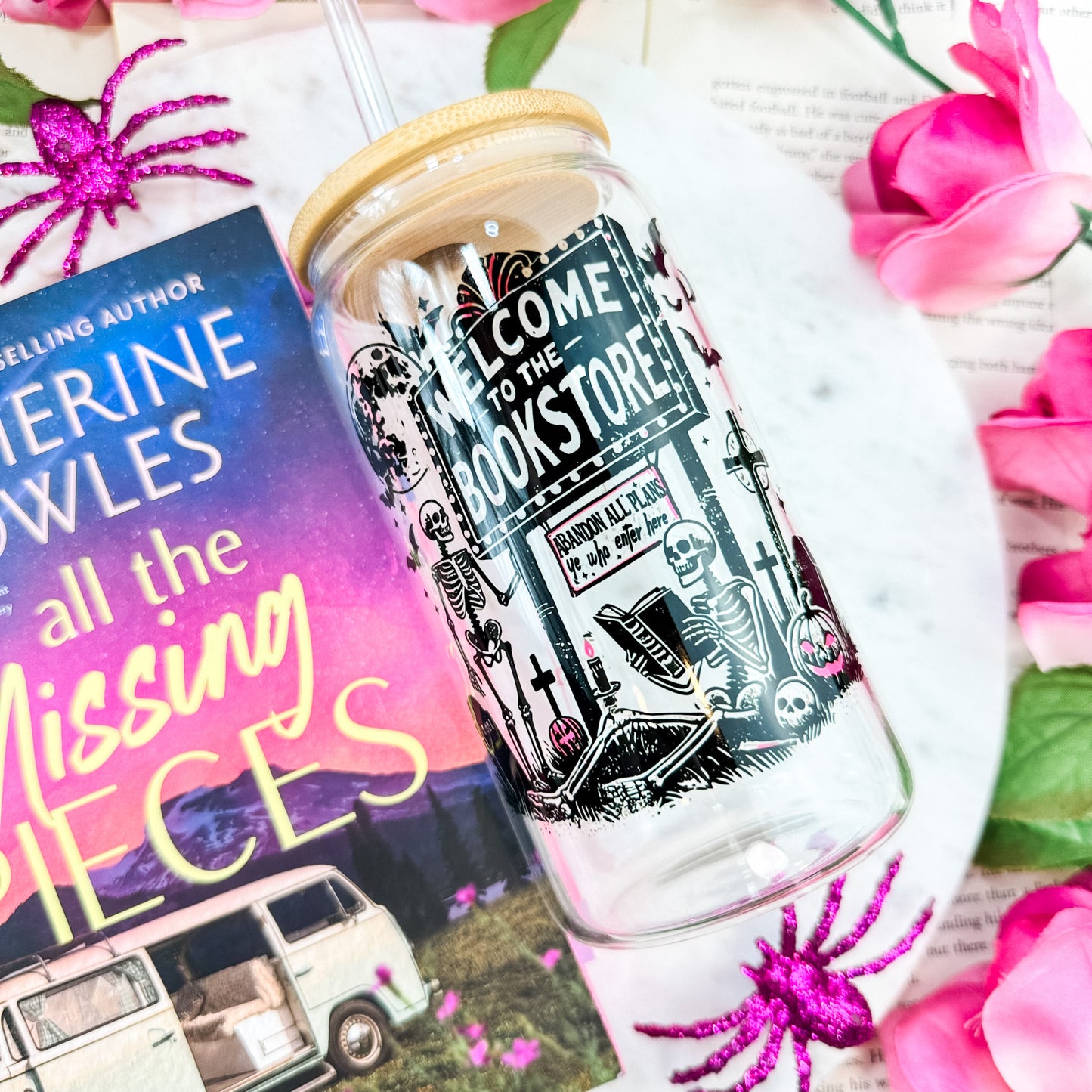 Welcome To The Bookstore Clear Glass Cup