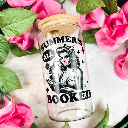 Summer’s All Booked Retro Clear Glass Cup