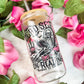 Dead Set On Reading Clear Glass Cup with Bamboo Lid & Straw