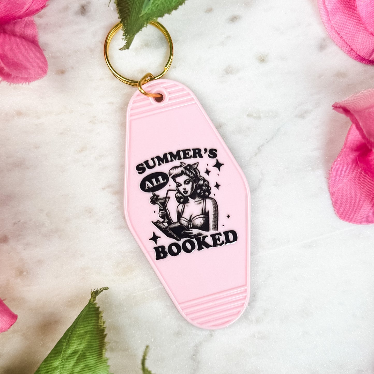 Summer’s All Booked Bookish Motel Keychain – Retro UVF Decal Design