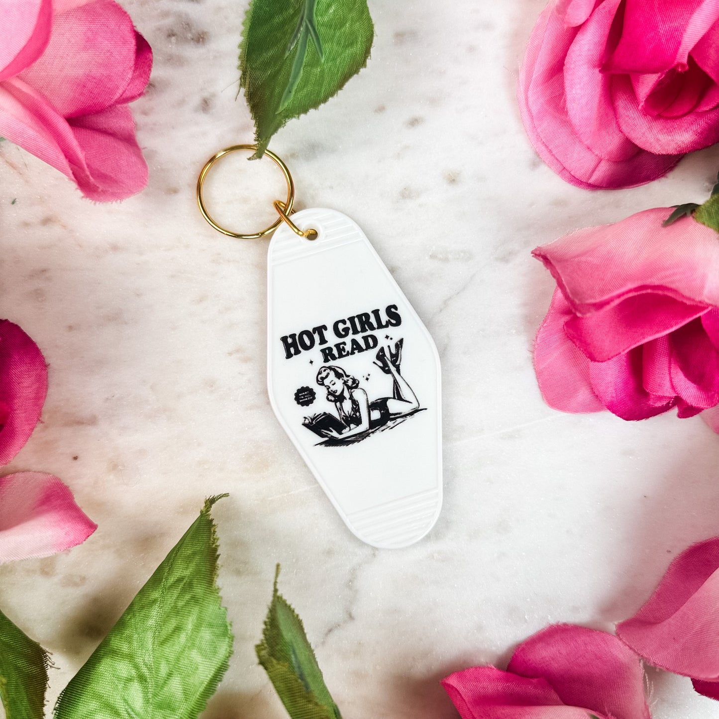 Hot Girls Read Retro Motel Keychain