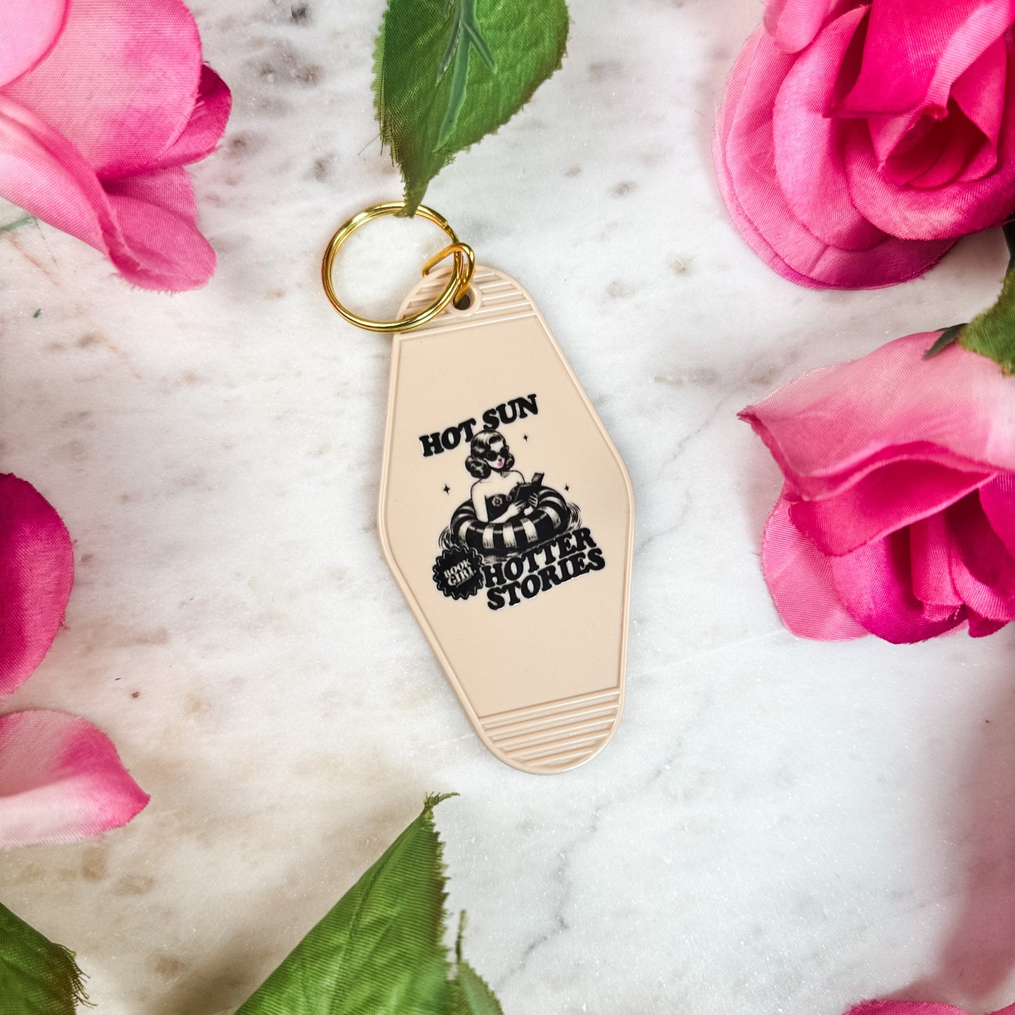Hot Sun Hotter Stories Retro Motel Keychain