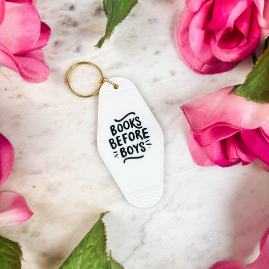 Books Before Boys Retro Motel Keychain