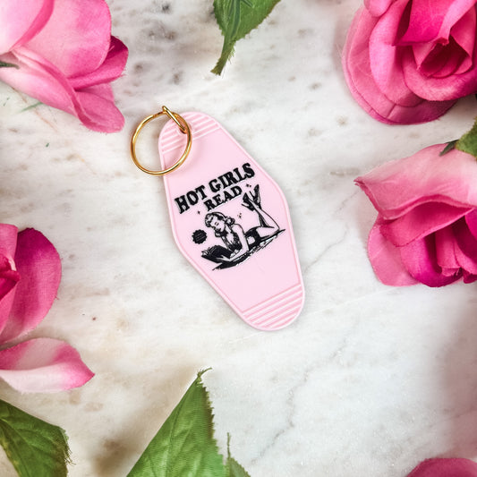 Hot Girls Read Retro Motel Keychain