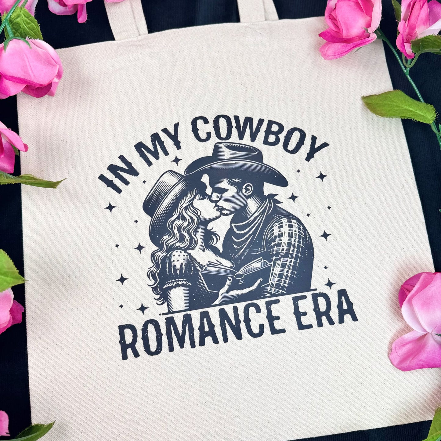 In My Cowboy Romance Era (Couple) Canvas Tote Bag