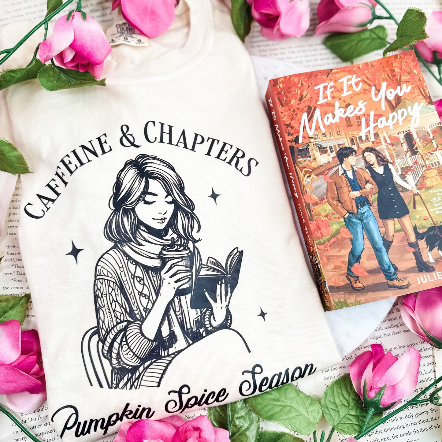 Caffeine and Chapters Premium Cropped Boxy Shirt