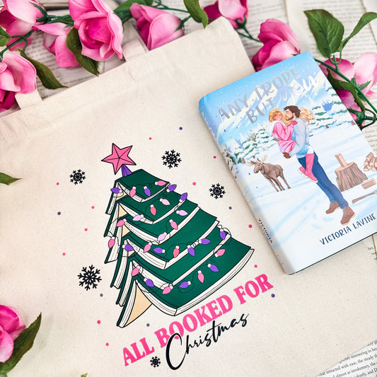 All Booked for Christmas Canvas Tote Bag – Perfect Holiday Gift for Book Lovers