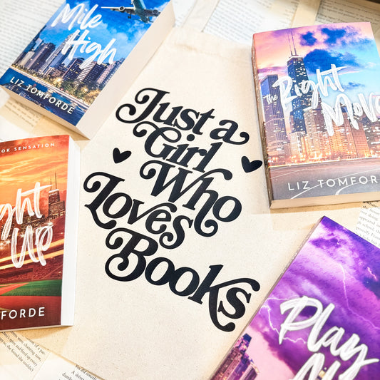 Just a Girl Who Loves Books Canvas Tote Bag | Aesthetic Bookish Bag for Readers and Bibliophiles