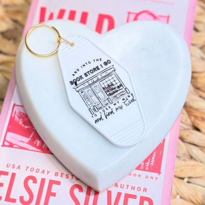 Into the Bookstore I Go Motel Keychain | Double-Sided UVF Decal for Book Lovers, Perfect for Bookstore Adventures