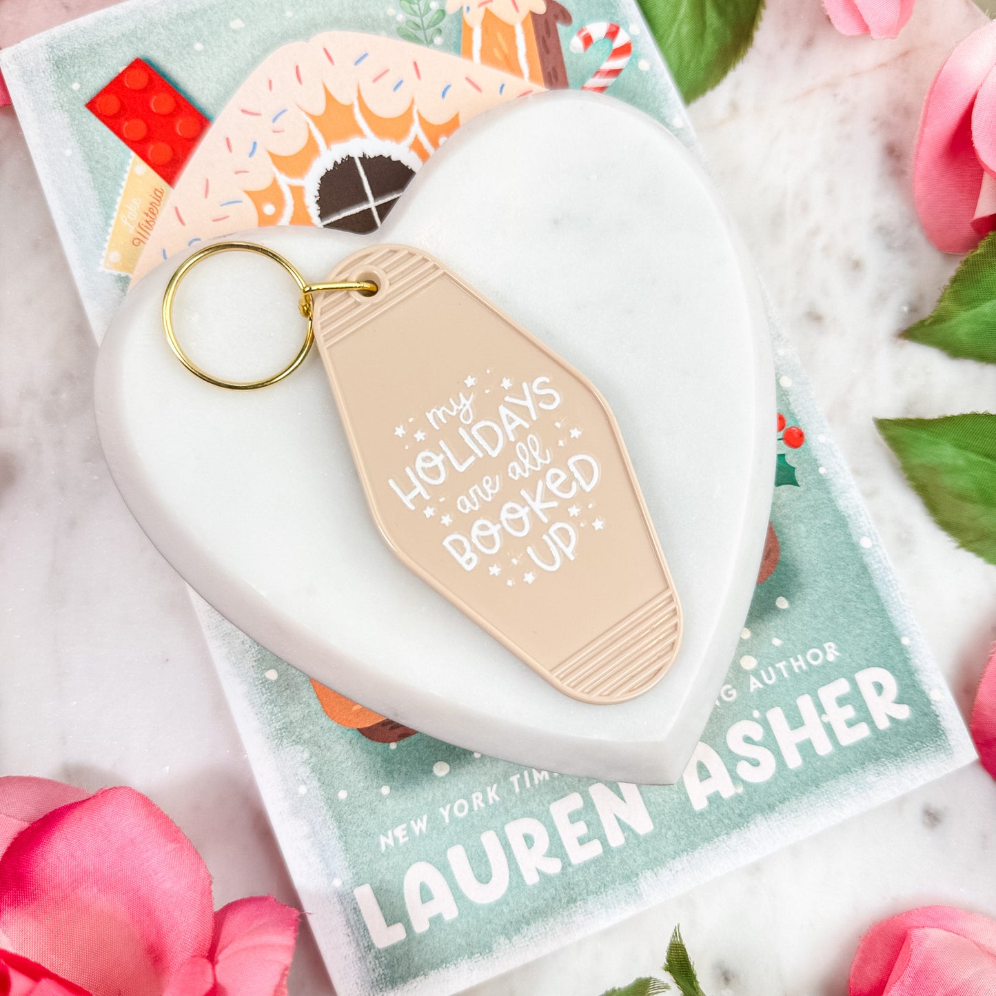 My Holidays Are All Booked Up Keychain – Festive Bookish Motel Keychain for Readers