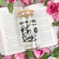 Book Girl Summer Clear Glass Cup with Bamboo Lid & Straw