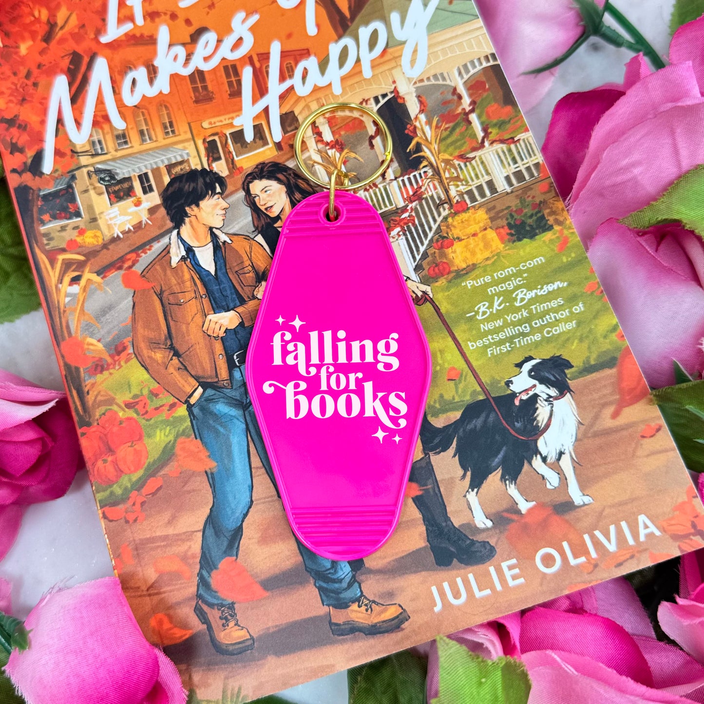 Falling For Books Motel Keychain