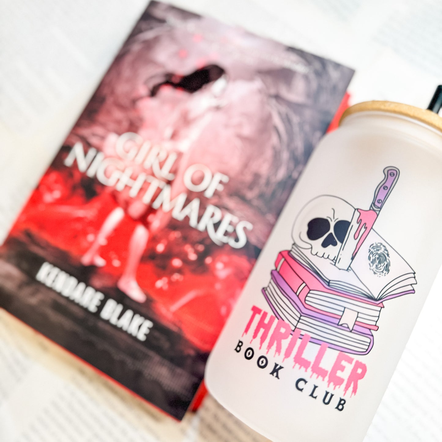 Thriller Book Club 16oz Frosted Glass Cup – Perfect for Book Lovers and Mystery Enthusiasts