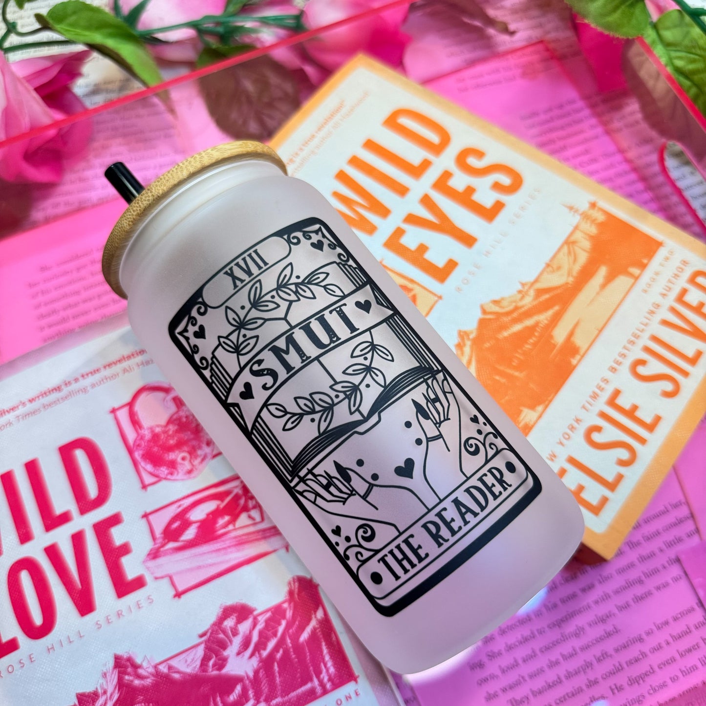 Smut Reader Tarot Card Frosted Bookish Glass Cup For Romance Readers | Spicy Book Lover Gift