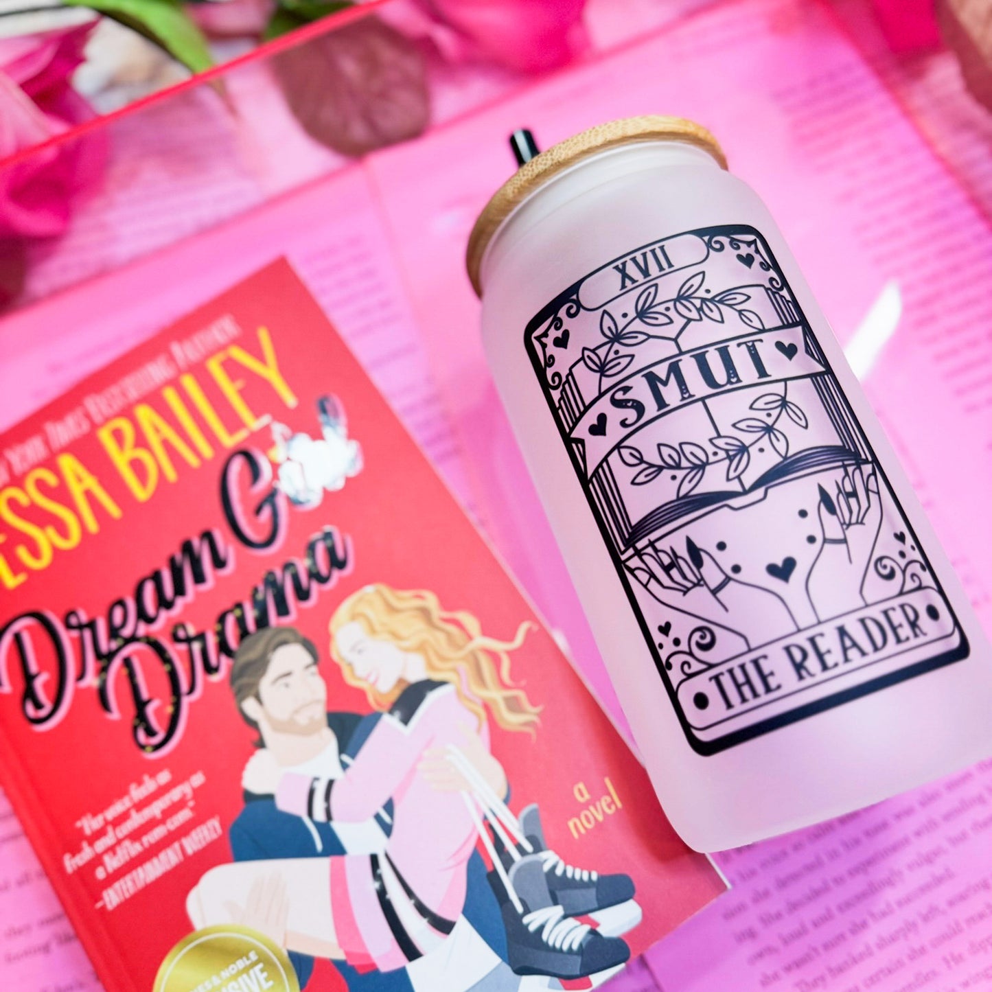 Smut Reader Tarot Card Frosted Bookish Glass Cup For Romance Readers | Spicy Book Lover Gift