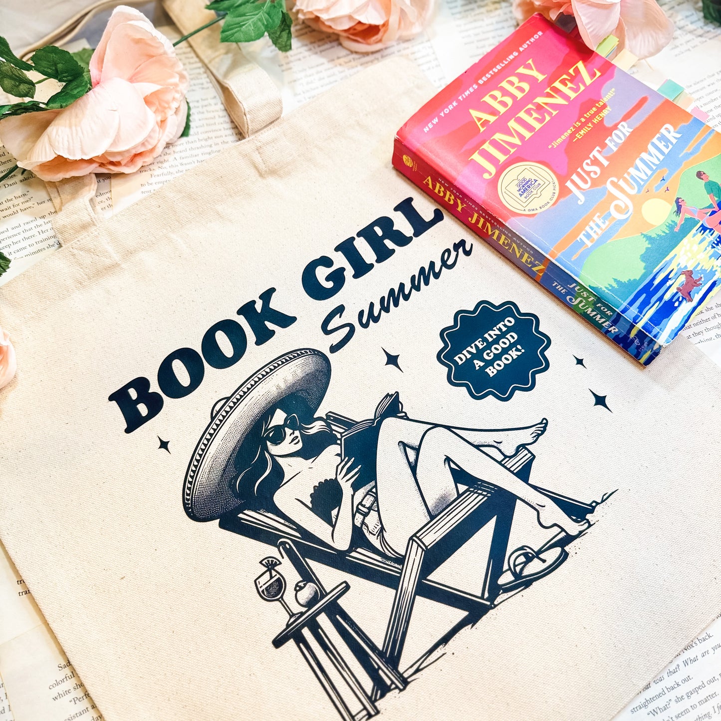 Book Girl Summer Canvas Tote – Stylish & Bookish Essential for Readers