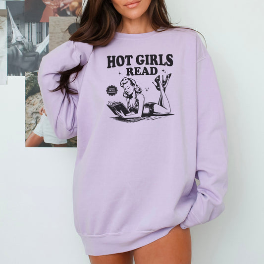 Hot Girls Read Retro-Inspired Premium Comfort Colors Sweatshirt for Book Lovers