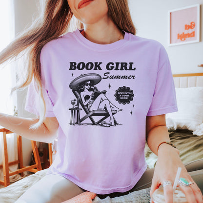 Book Girl Summer Heavyweight Comfort Colors Boxy Cropped Shirt