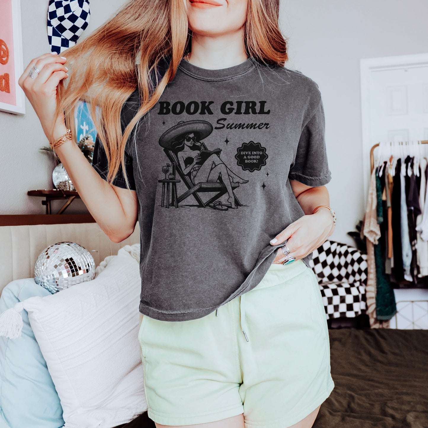 Book Girl Summer Heavyweight Comfort Colors Boxy Cropped Shirt