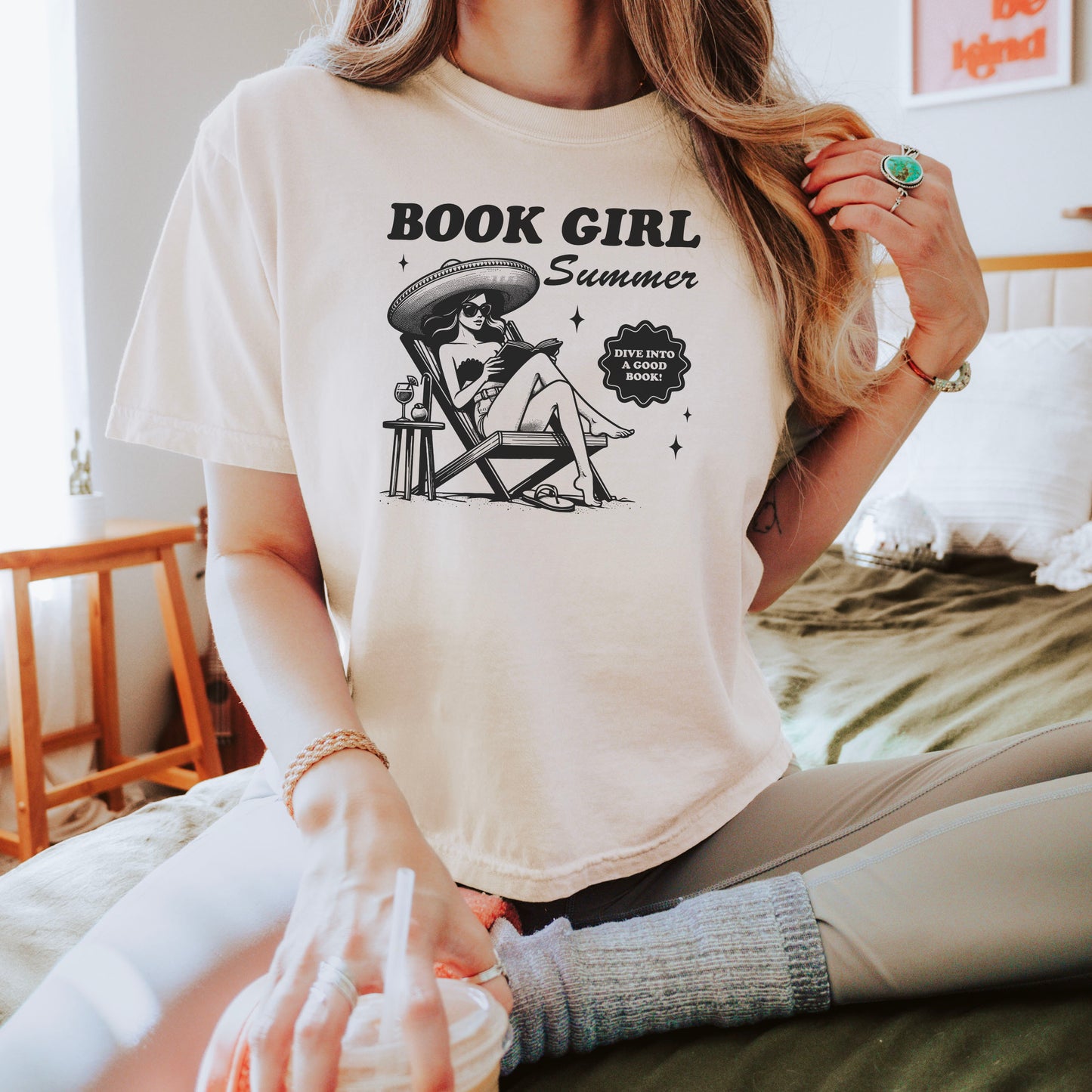 Book Girl Summer Heavyweight Comfort Colors Boxy Cropped Shirt