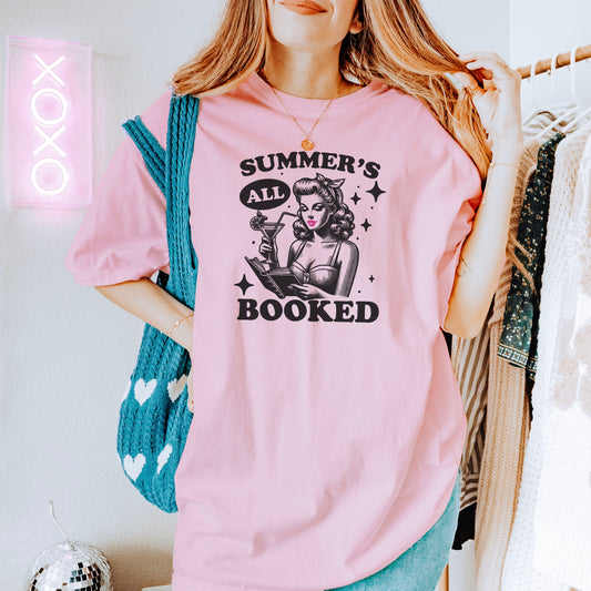 Summer’s All Booked Shirt - Retro Bookish Comfort Colors Tee