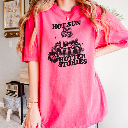 Hot Sun, Hotter Stories Comfort Colors Shirt | Retro Bookish Tee