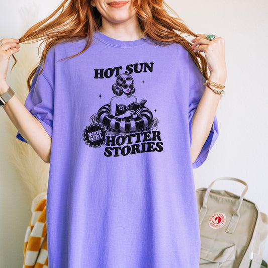 Hot Sun, Hotter Stories Comfort Colors Shirt | Retro Bookish Tee