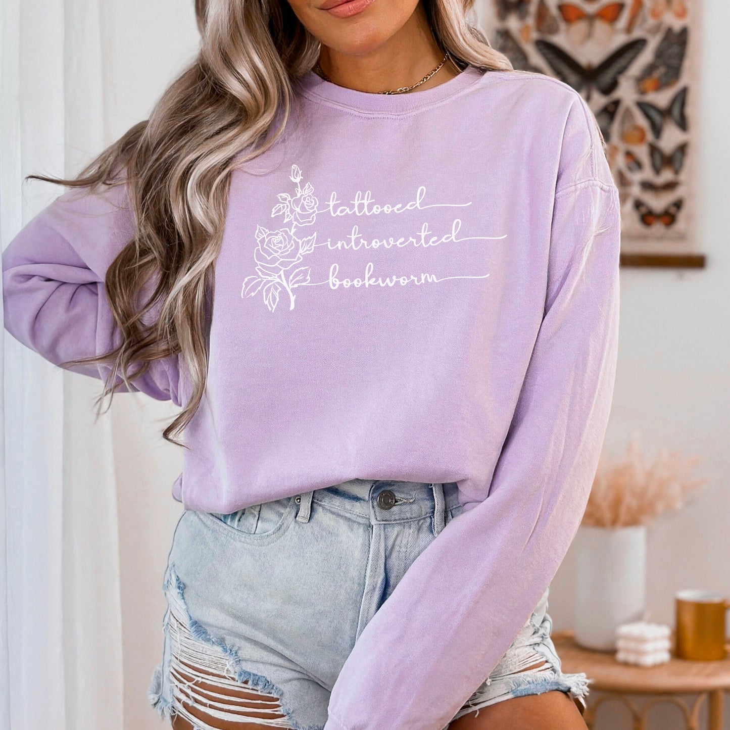 Tattooed Introverted Bookworm Comfort Colors Sweatshirt