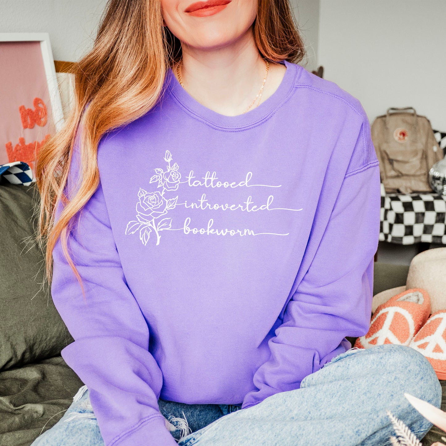 Tattooed Introverted Bookworm Comfort Colors Sweatshirt