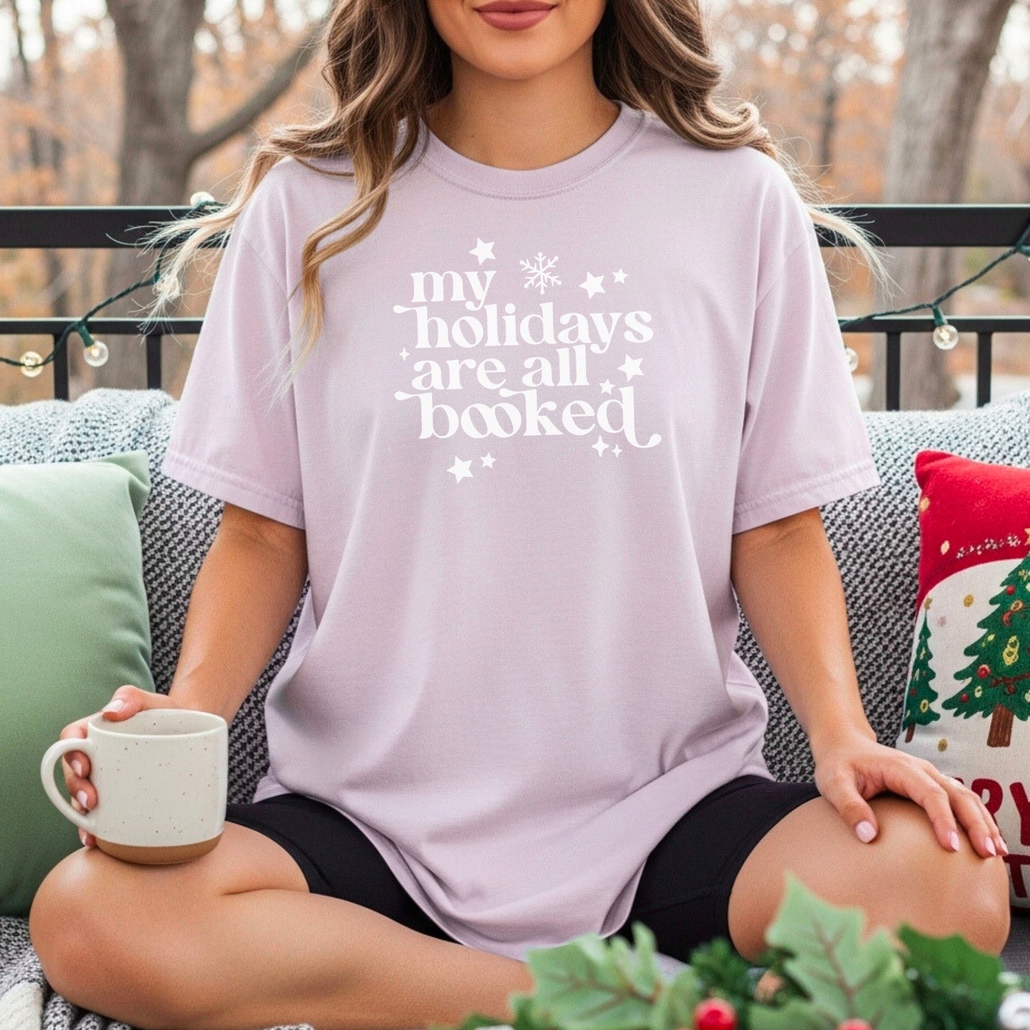 My Holidays Are All Booked - Heavyweight Comfort Colors Christmas Shirt for Book Lovers