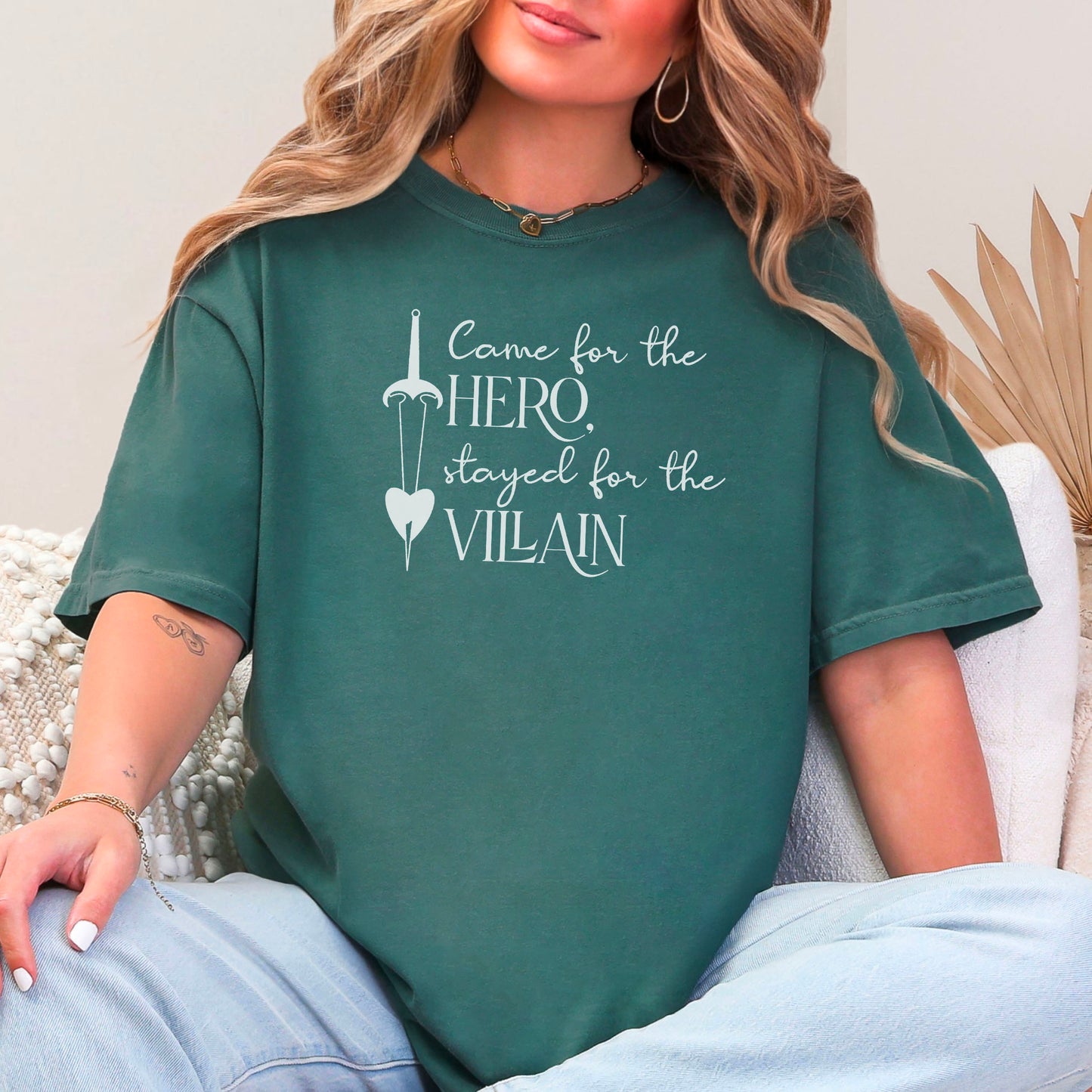 Came for the Hero Stayed for the Villain Comfort Colors Shirt | Bookish Heavyweight Tee for Romance and Fantasy Readers