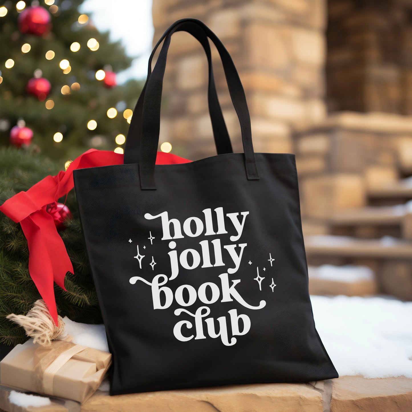 Holly Jolly Book Club Canvas Tote Bag