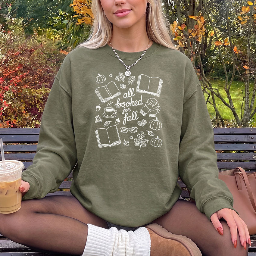 All Booked for Fall Gildan Crewneck Sweatshirt