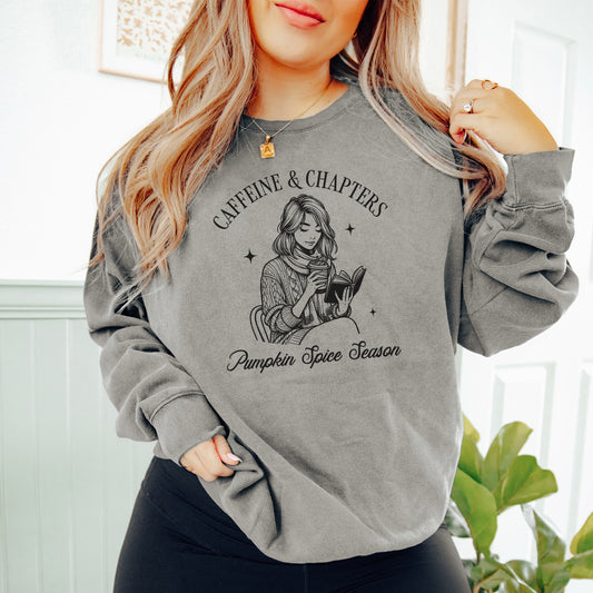 Caffeine and Chapters Lightweight Premium Sweatshirt