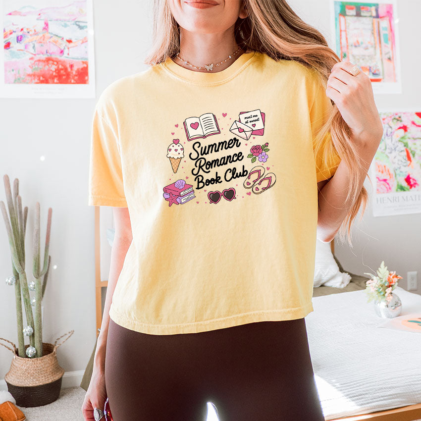 Summer Romance Book Club Heavyweight Comfort Colors Boxy Cropped Shirt