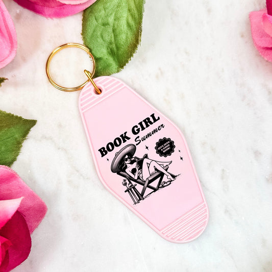 Book Girl Summer Retro Motel Keychain