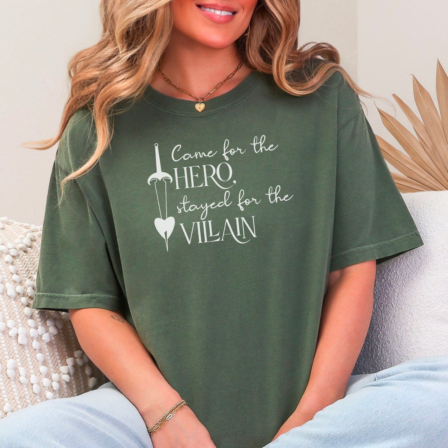 Came for the Hero Stayed for the Villain Comfort Colors Shirt | Bookish Heavyweight Tee for Romance and Fantasy Readers