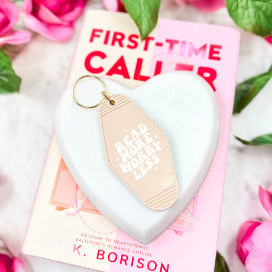 Read More Worry Less Bookish Motel Keychain | A Stylish and Fun Accessory for Readers