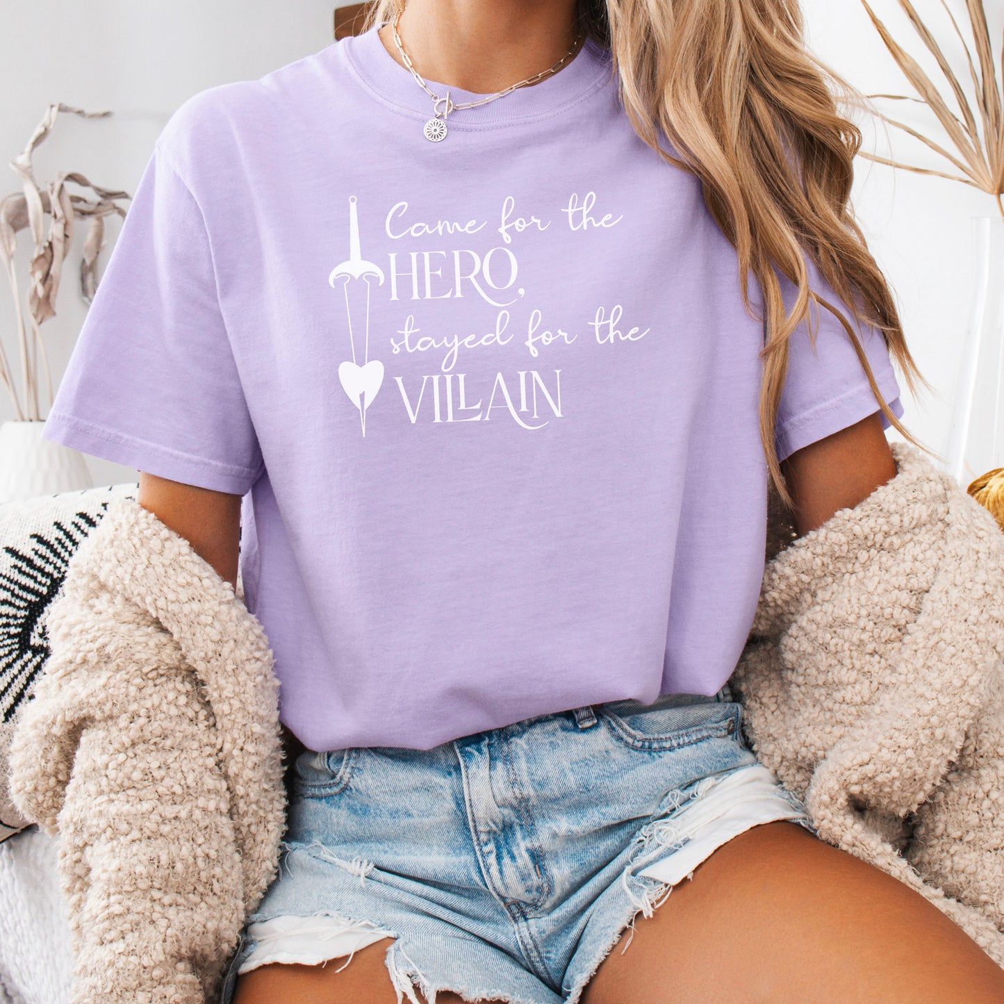Came for the Hero Stayed for the Villain Comfort Colors Shirt | Bookish Heavyweight Tee for Romance and Fantasy Readers