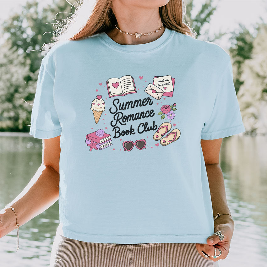 Summer Romance Book Club Heavyweight Comfort Colors Boxy Cropped Shirt