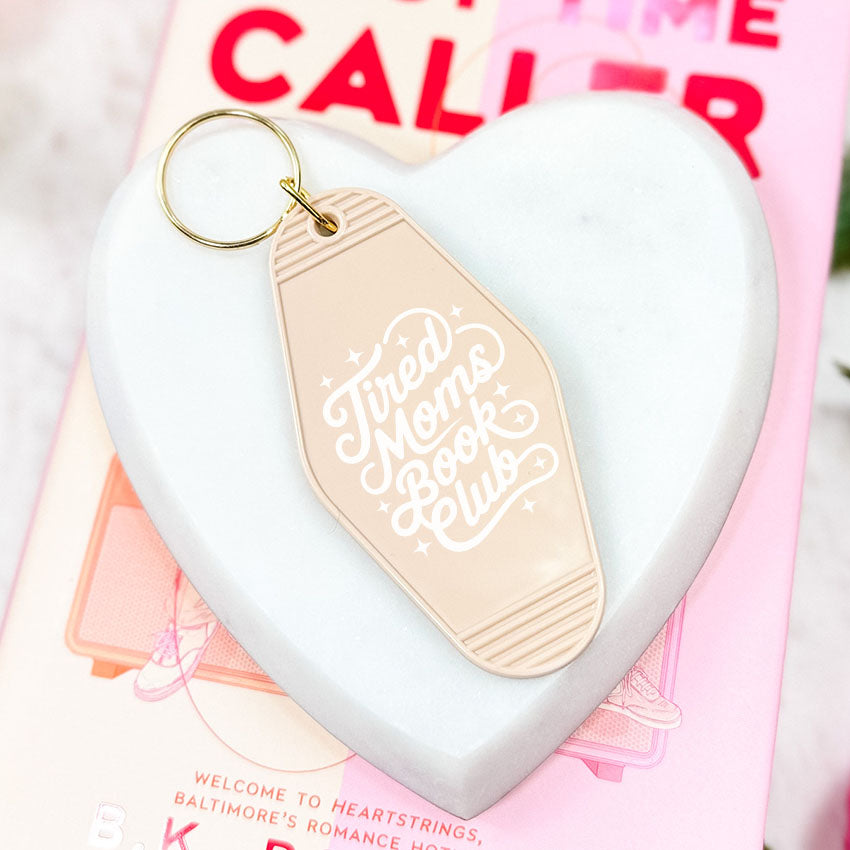 Tired Moms Book Club Retro Motel Keychain