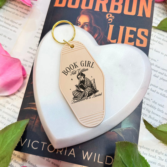 Book Girl Fall Edition Motel Keychain - Perfect for Book Lovers