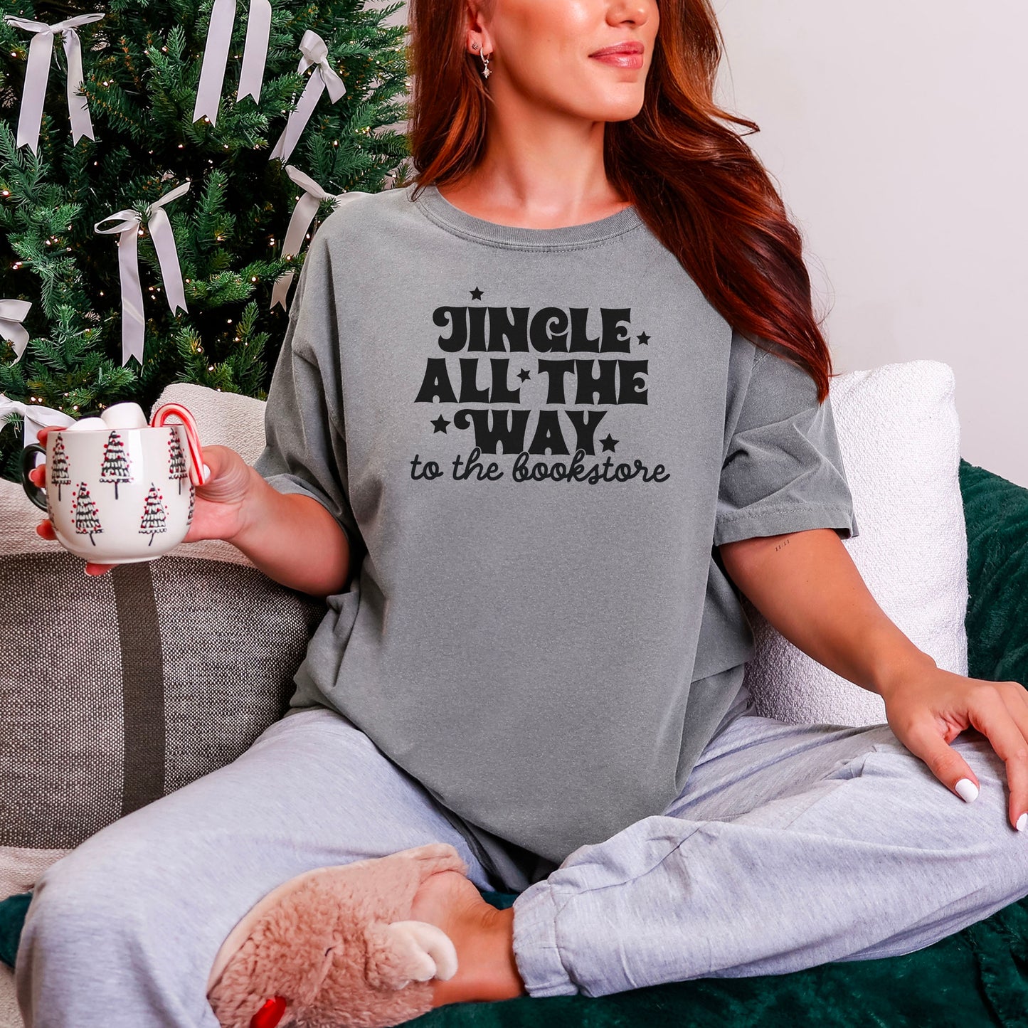 Jingle All The Way To The Bookstore Heavyweight Comfort Colors Shirt