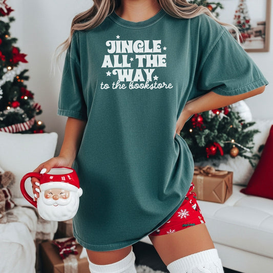 Jingle All The Way To The Bookstore Heavyweight Comfort Colors Shirt
