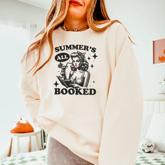 Summer’s All Booked Lightweight Comfort Colors Sweatshirt – Retro Bookish Style