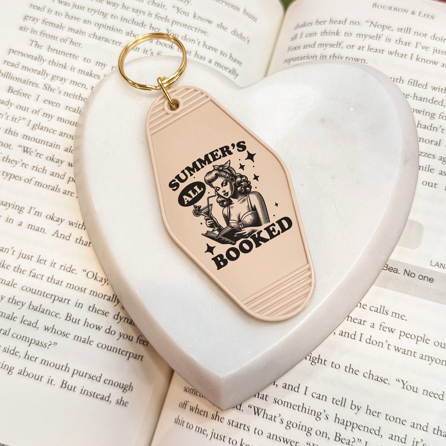 Summer’s All Booked Bookish Motel Keychain – Retro UVF Decal Design