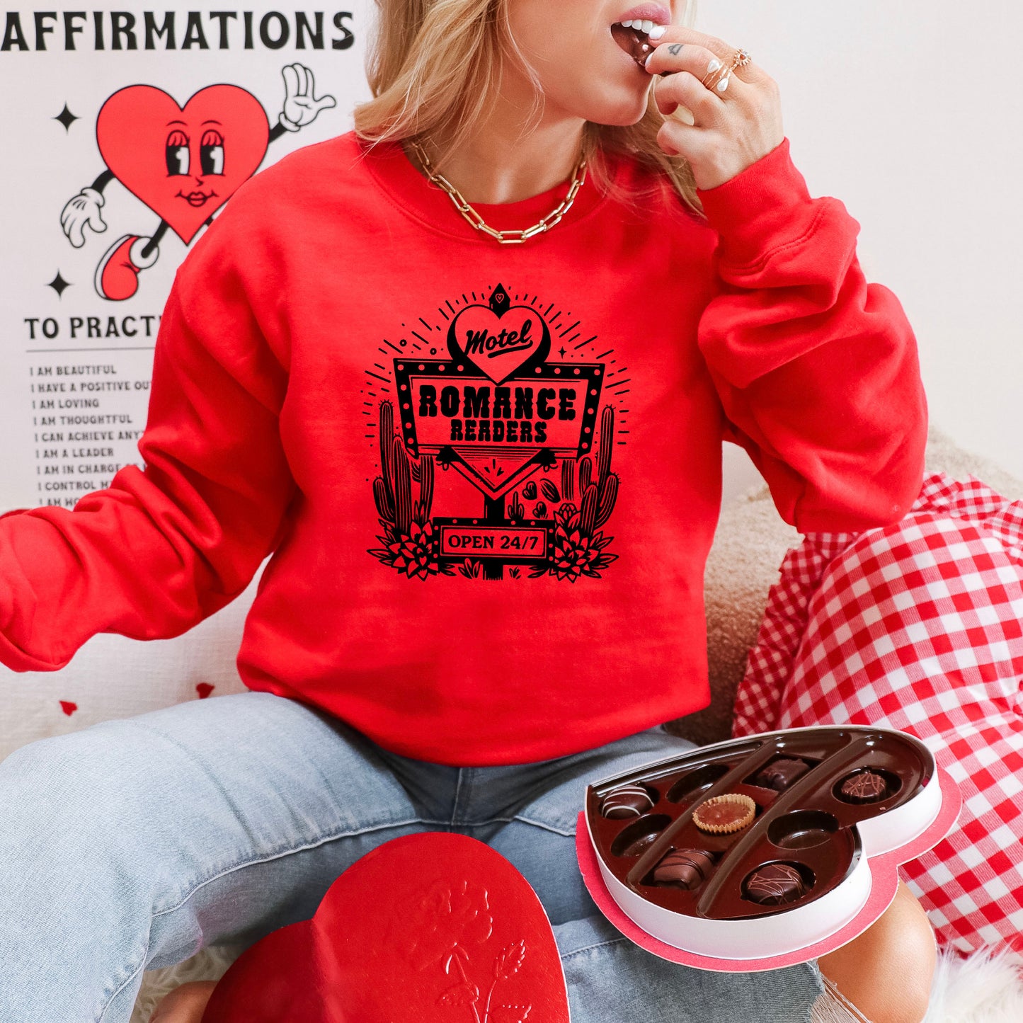 Hopeless Romantic Book Club Gildan Crewneck Sweatshirt