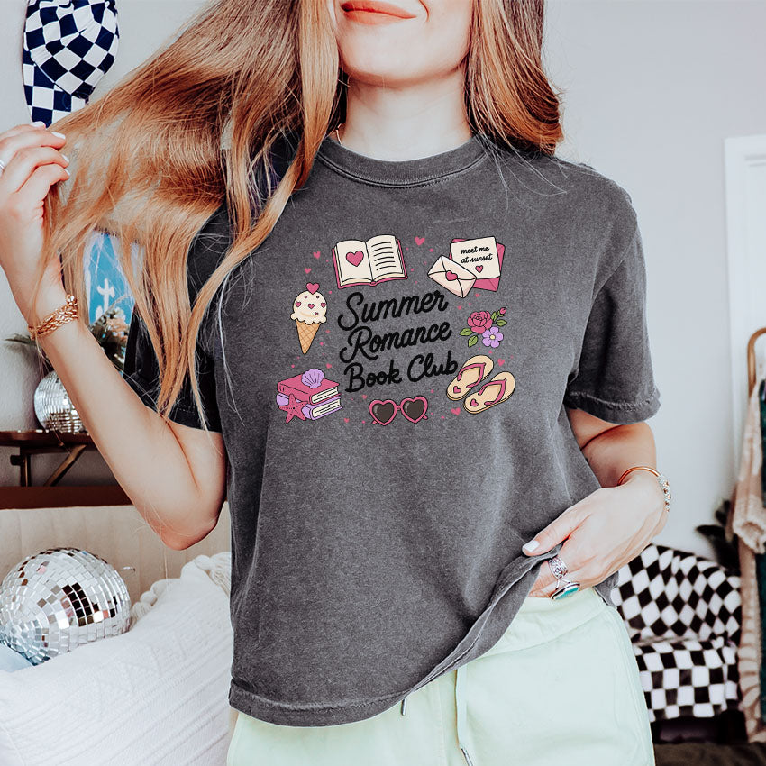 Summer Romance Book Club Heavyweight Comfort Colors Boxy Cropped Shirt