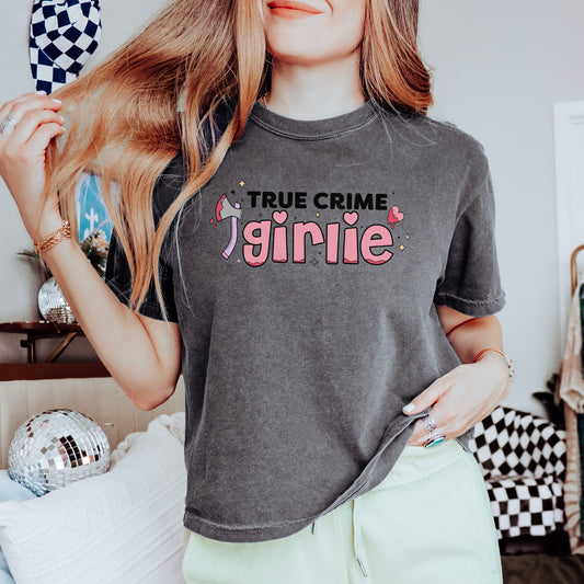 True Crime Girlie Shirt for Book Lovers | Comfort Colors Boxy Cropped Tee